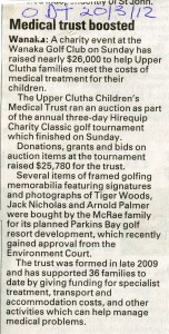 Otago Daily Times story on success of Golf Tournament Fundraiser
