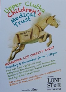 Promotional material for the Trust's 2012 Melbourne Cup Fundraiser held at the Lone Star in Wanaka