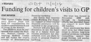 An Otago Daily Times story on the Free Doctor's Visits paid for by the Trust