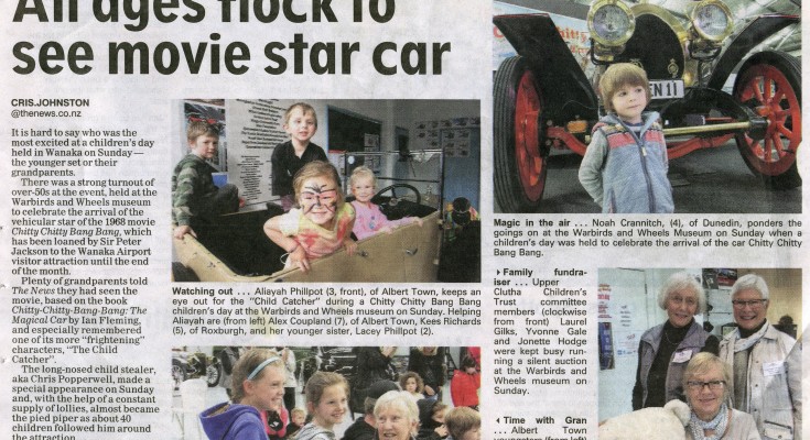 Newspaper story on the contribution to and benefit from the Warbirds and Wheels Chitty Chitty Bang Bang Event